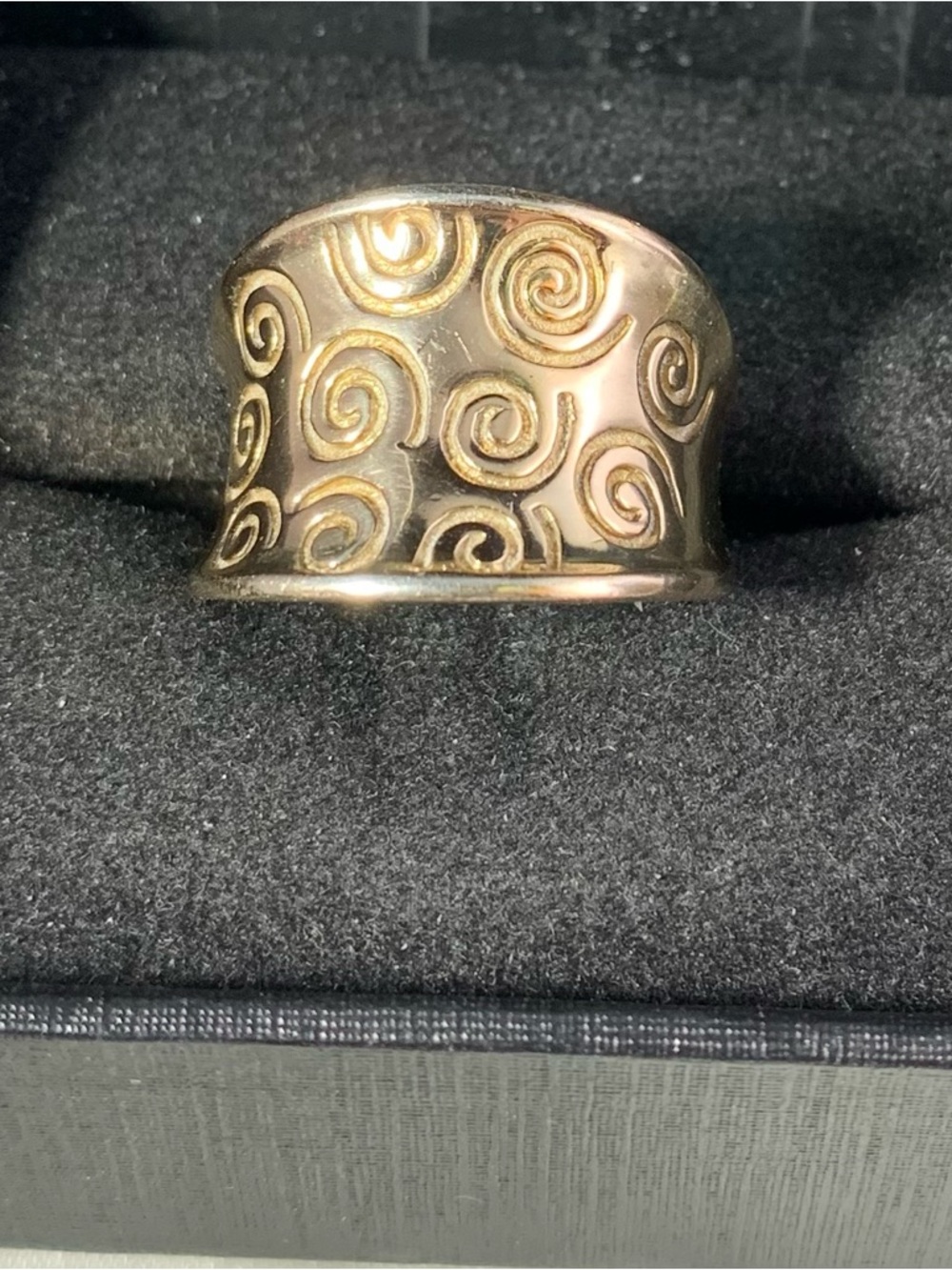 Ross-Simons Sterling Silver Vermeil Swirl Wide Band Ring